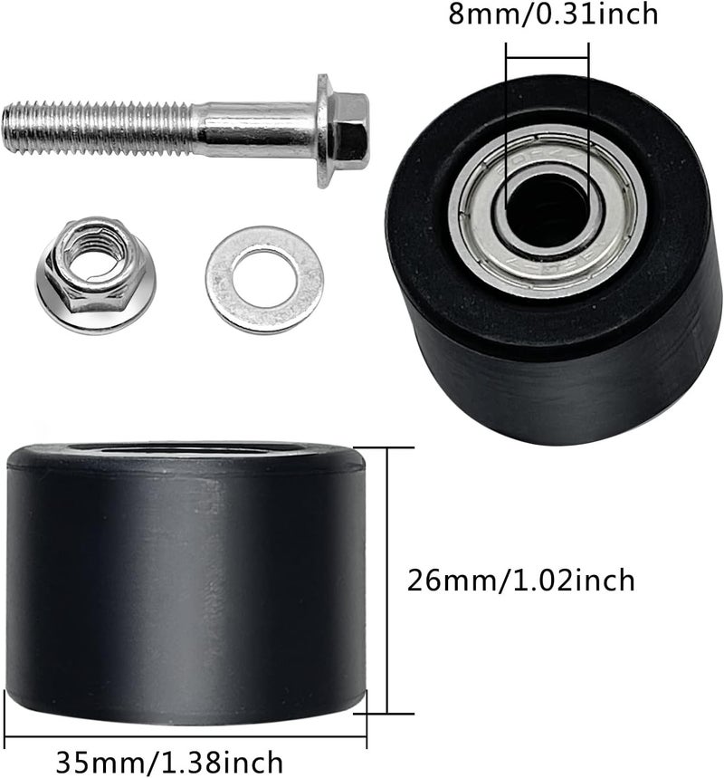 HOLATO 8mm 0.31" Chain Roller Guide Pulley Tensioner Wheel Guide for Yamahaa YFZ350 Banshee Raptor YFM350R 110cc 125cc 140cc 150cc Dirt Pit Bike Trail Bike ATV Quad Motorcycle Parts Heavy Duty 2Pcs - Image 3